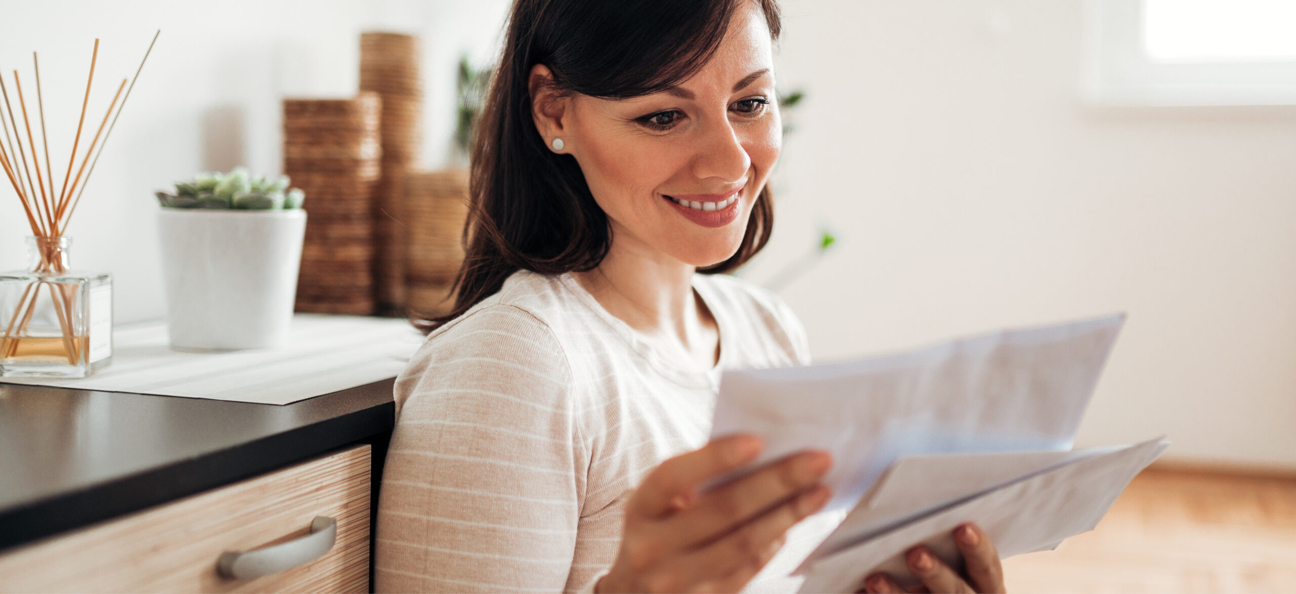 Woman reading mail