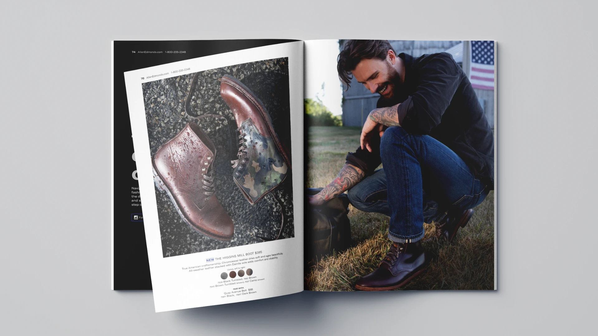 Catalog spread: Higgins Mill Boot