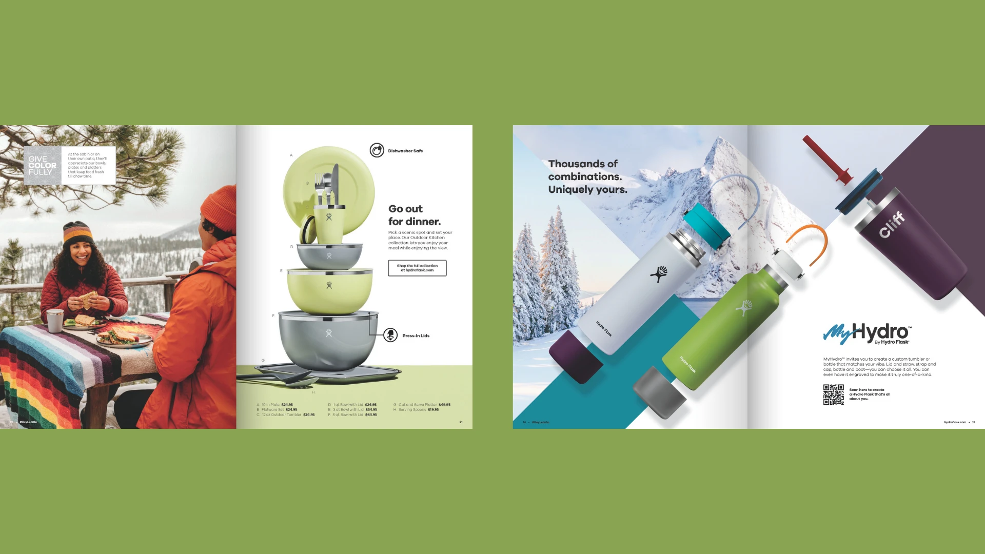 Hydro Flask outdoor dining catalog spread