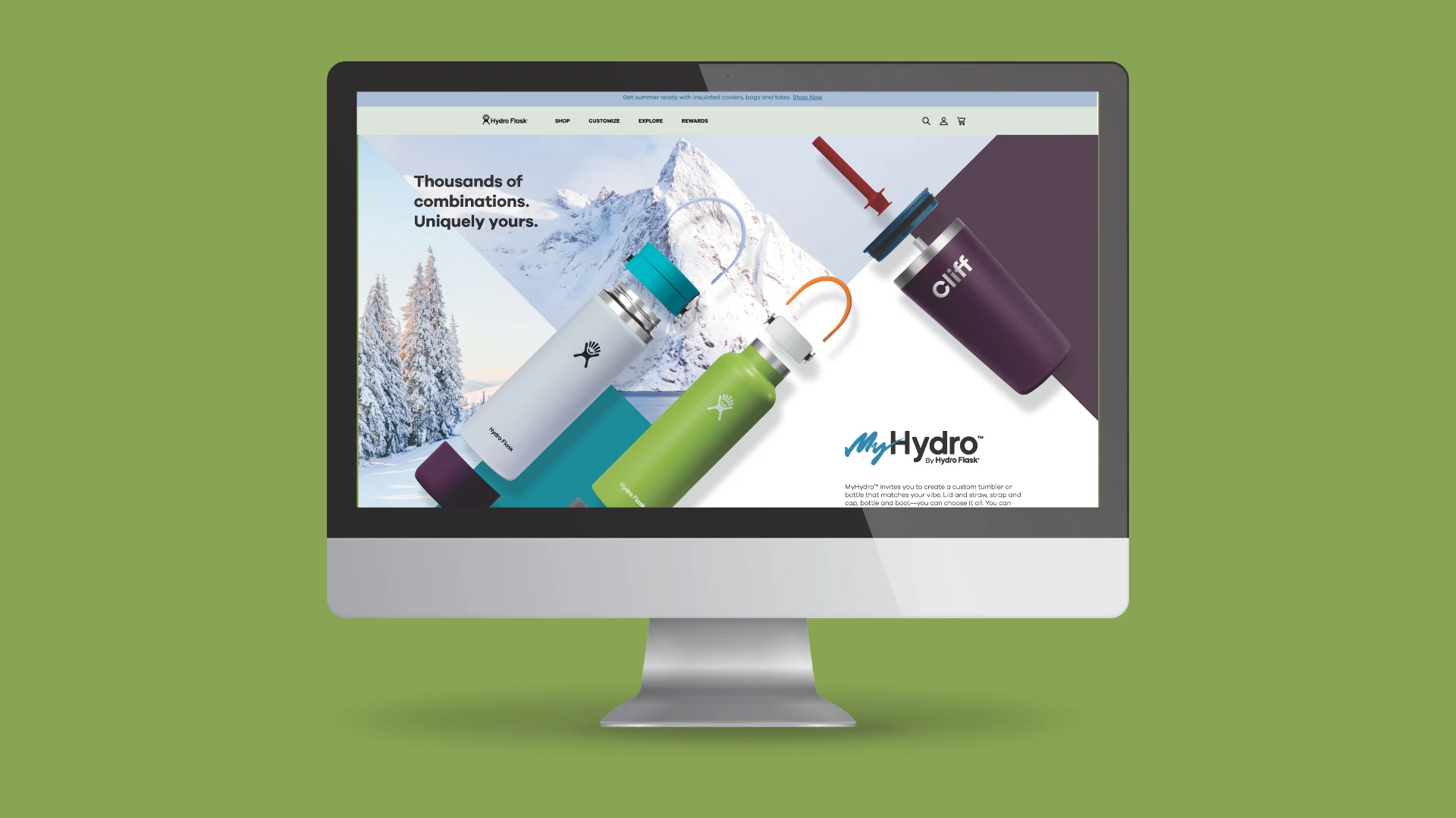Hydro Flask MyHydro website mockup