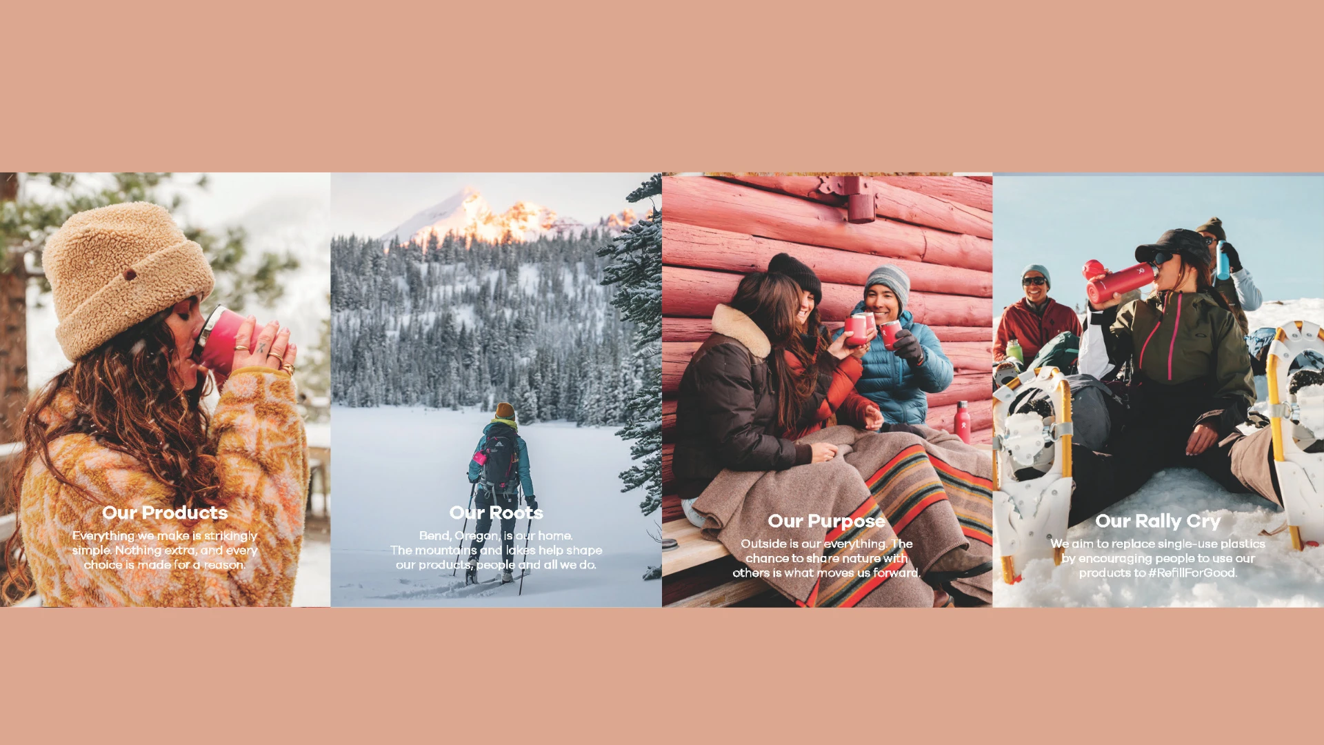 Hydro Flask brand story panels