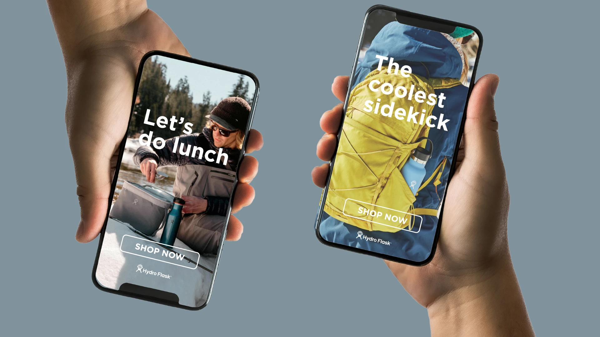 Hydro Flask mobile campaign mockups