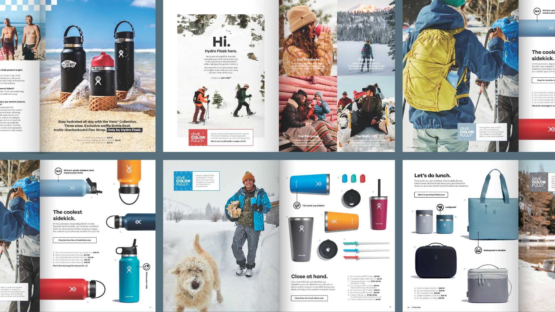 Hydro Flask catalog page grid