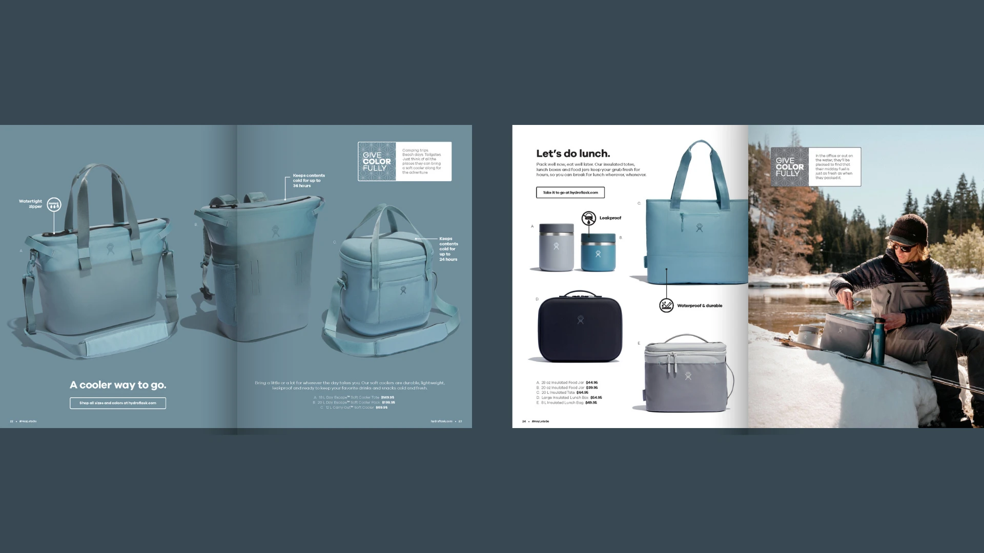 Hydro Flask cooler bag catalog spread
