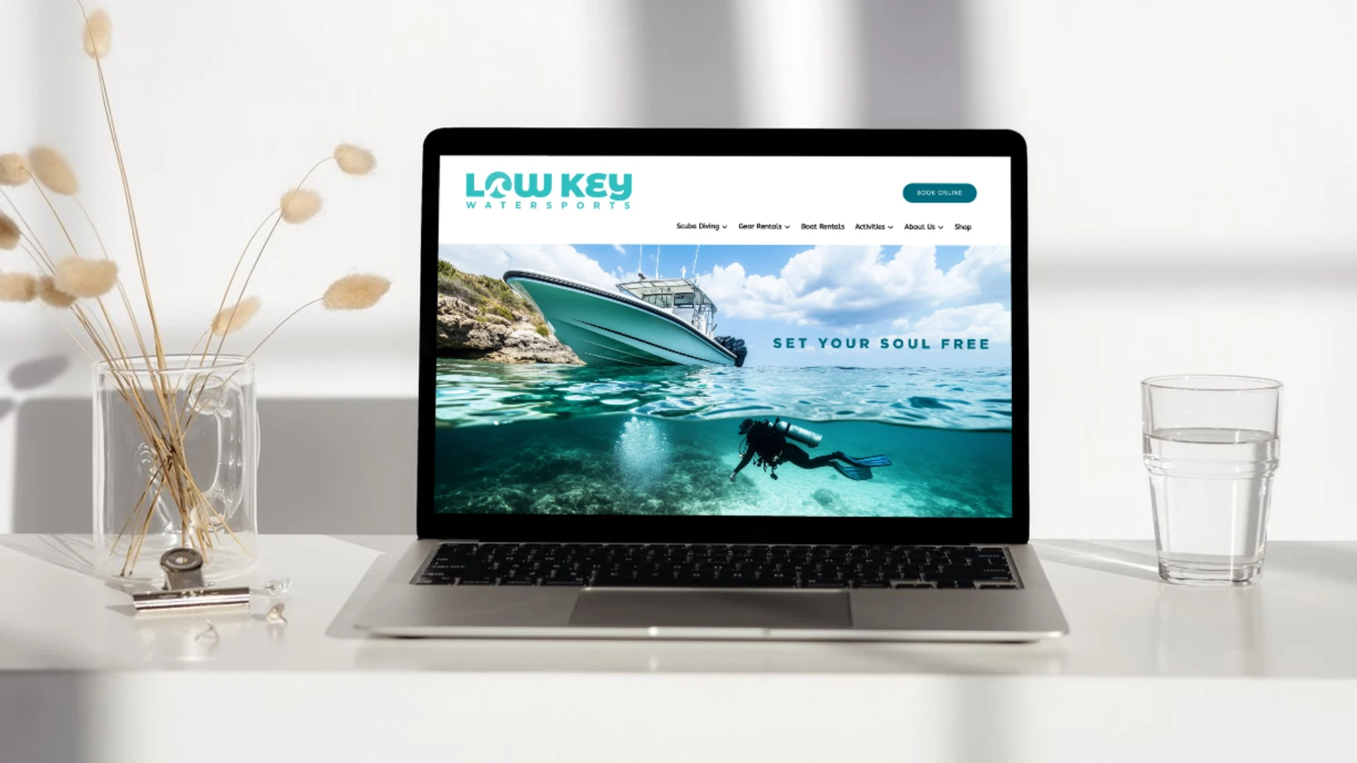 Low Key Watersports website on laptop