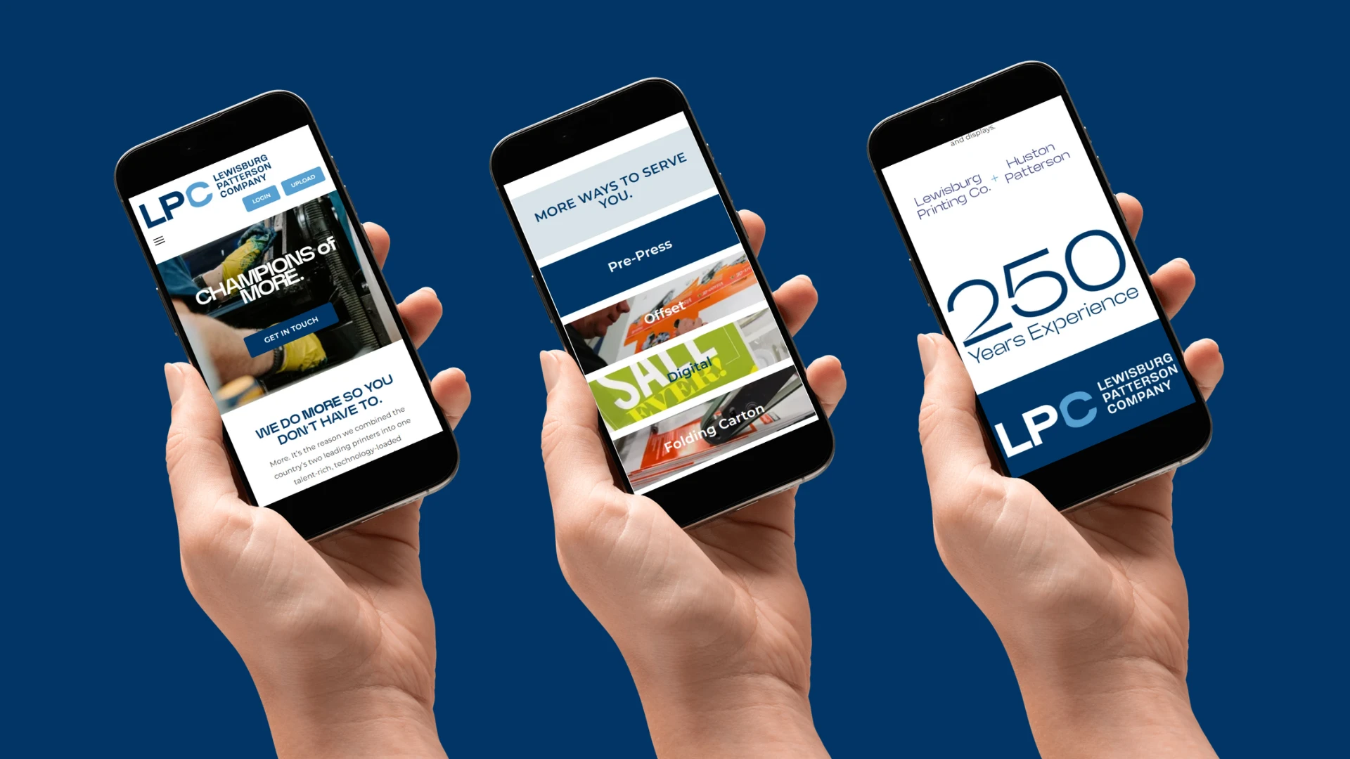 Responsive mobile views of the LPC site