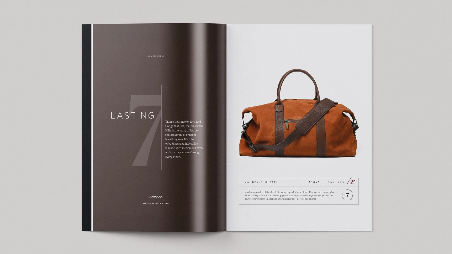 Catalog spread: Lasting — Benny Duffel