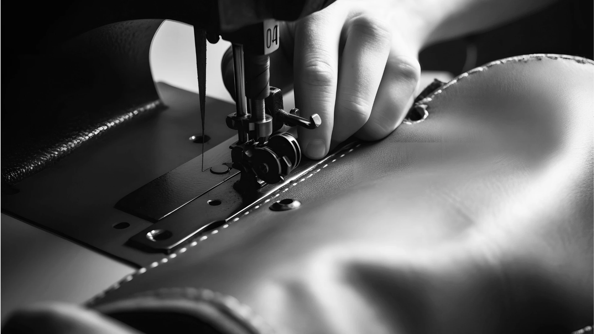 Machine-stitching leather