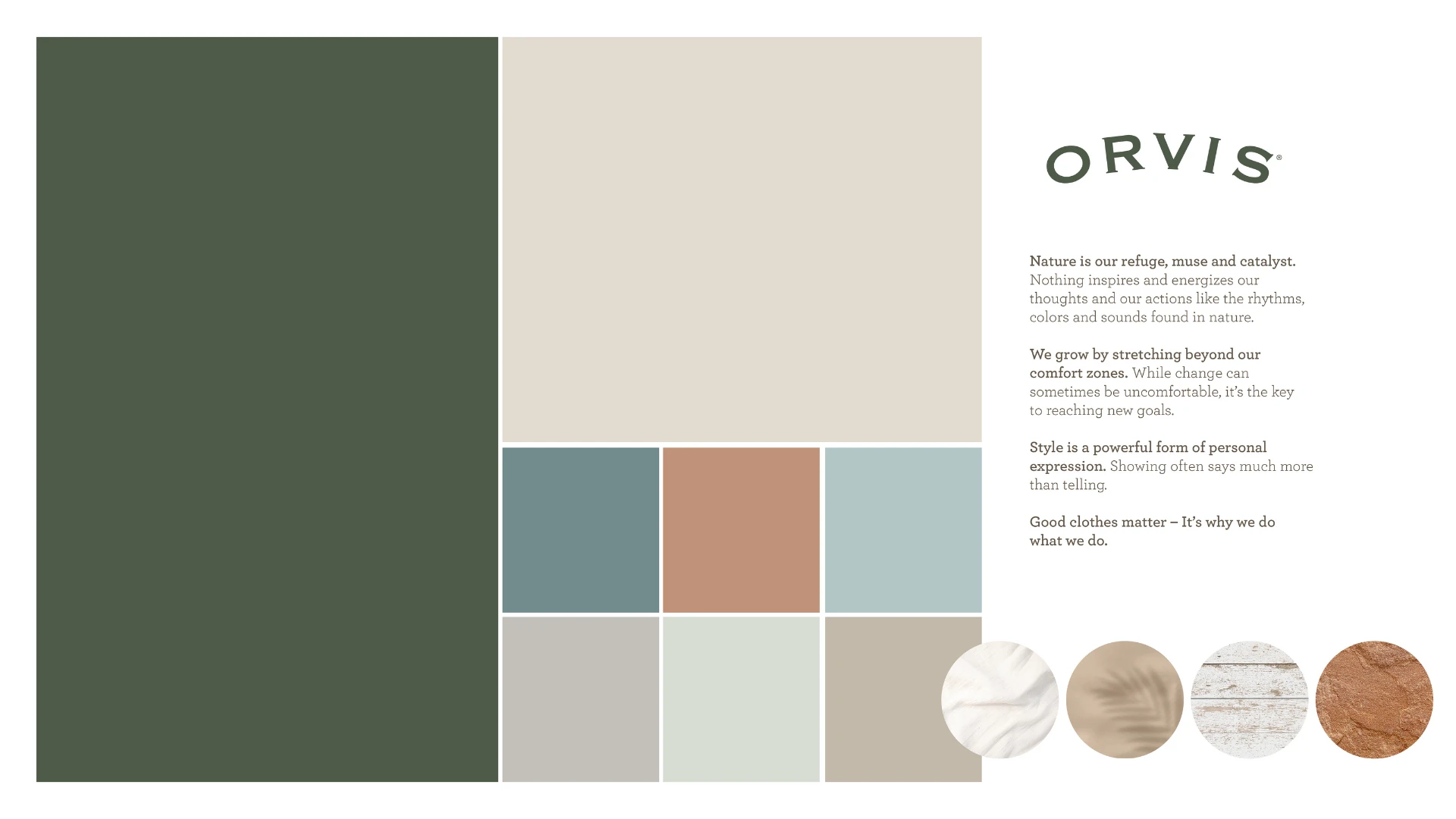 Orvis brand moodboard — Nature is our refuge, muse and catalyst