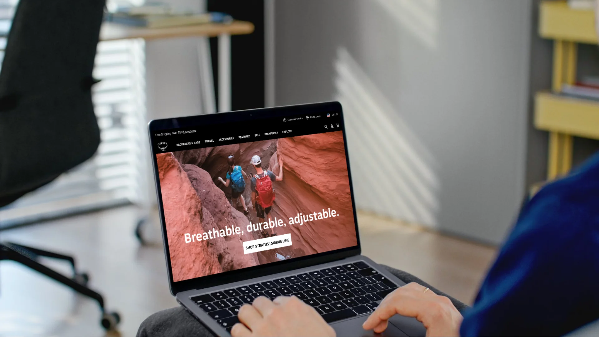 Osprey website on a laptop