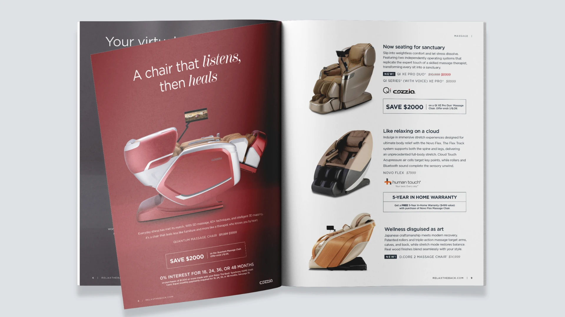 Catalog spread: A chair that listens, then heals