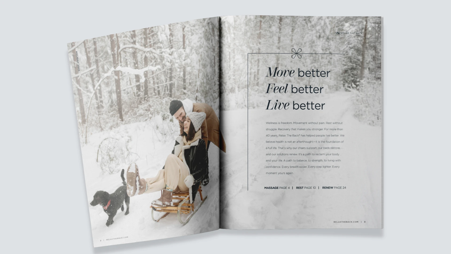 Catalog spread: Move better, Feel better, Live better