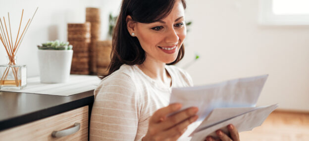 Woman reading mail