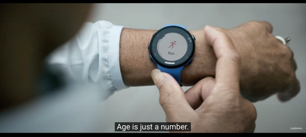Still of video showing a Garmin watch on a woman's wrist.