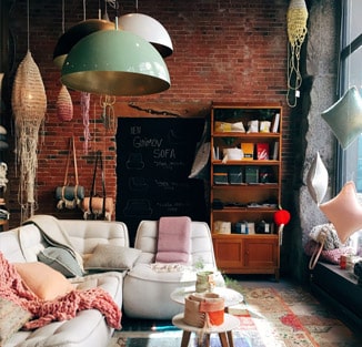 Interior picture of cozy, modern loft living room