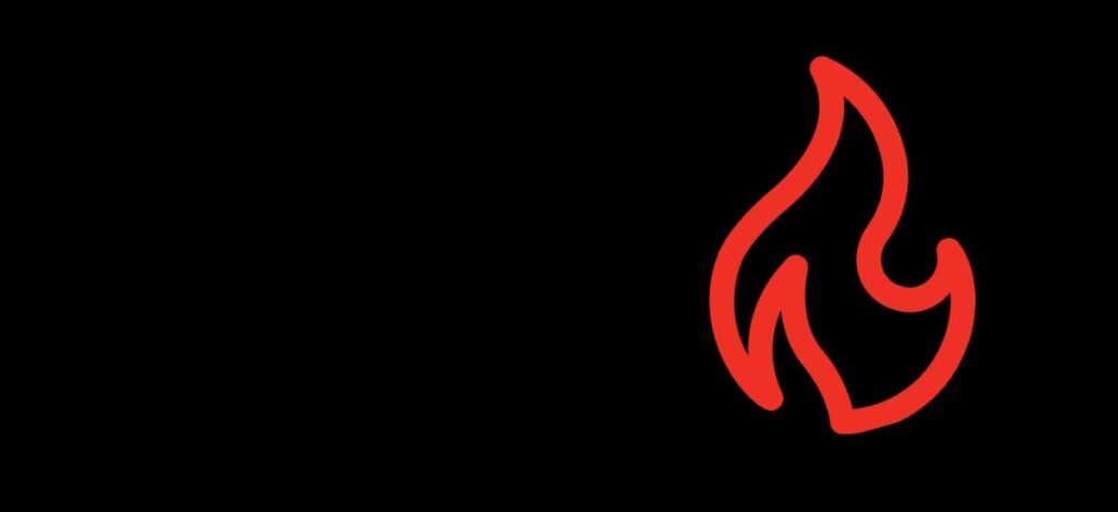 Flame icon on black background