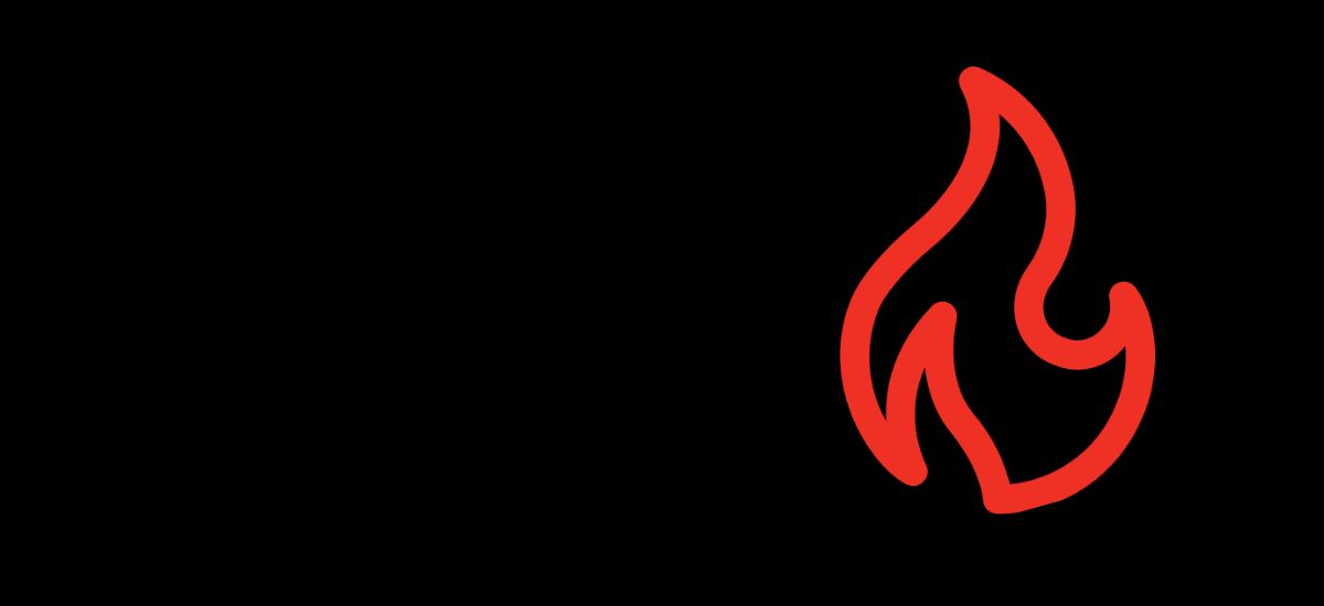 Flame icon on black background